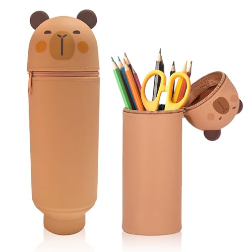 Eymobad Capybara Kawaii Federmäppchen,2-in-1 Tierdesign Stifttasche,Federmäppchen Reißverschluss,Silikon Stifttasche,Niedliche Stifttasche,Stifthalter Bleistifttasche Mädchen Junge (Capybara) von Eymobad