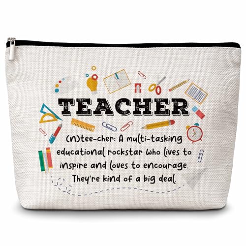 Eyouyeqi Make-up-Tasche für Lehrer, beste Lehrer-Kosmetiktasche, Lehrer-Make-up-Reißverschlusstasche, Geschenk für Lehrertag, Geburtstag, Wertschätzung, Dankeschön, Ruhestandsgeschenke für Frauen, 34, von Eyouyeqi