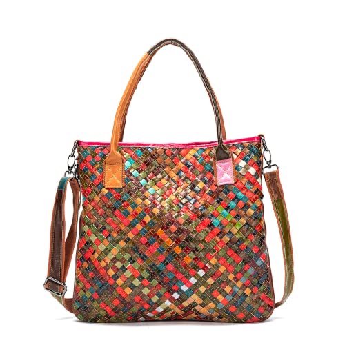 Eysee Damen Rind Leder Umhängetasche Handtaschen Henkeltaschen Schultertasche Collage Gradient… von Eysee