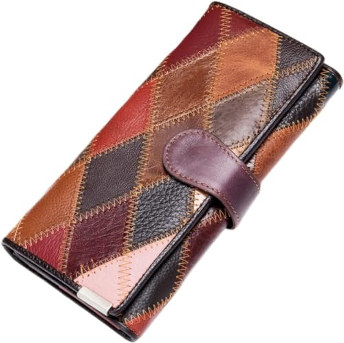 Eysee Geldbeutel Damen klein aus echtem Leder, Geldbörse Damen mit Druckknopf und Reißverschluss (Mode 4-D) von Eysee