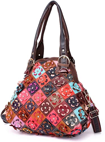 Eysee Handtasche Damen aus Leder mit Blumen Design bunt NEU für Alltag-Umhängetasche Damenhandtasche Henkeltaschen Schultertasche (Mehrfarbig 1) von Eysee