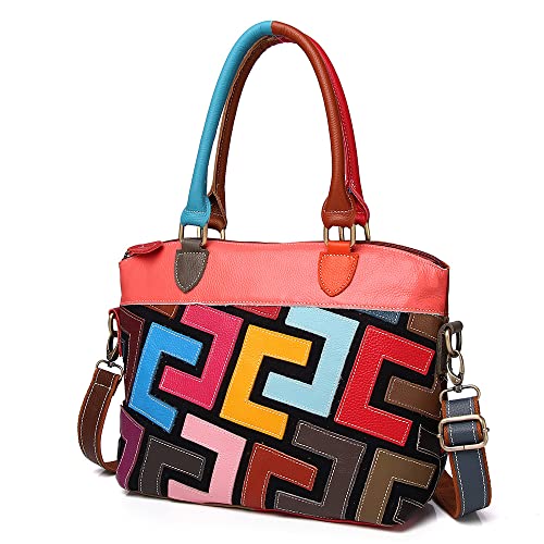 Eysee Lederhandtasche, Damen-Tasche mit Griff oben, Umhängetasche, mehrfarbige Umhängetasche, Multicolor, 中号 von Eysee