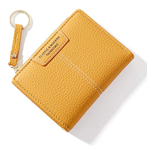 Eysee Portmonee Damen kompat mit Kartenfächer und Schlüsselring aus Kunstleder, Geldbörse Damen klein, Geldbeutel mit Kreditkarten Fächer Damen für Ausweis, Karten und Münze NEU (M2-Gelb) von Eysee