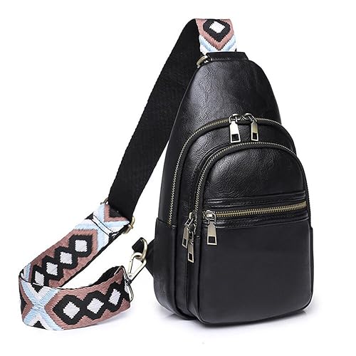 Eysee Sling Bag Brusttasche, Crossbody Umhängetasche Damen PU Leder Sport Schultertasche Klein Bauchtasche Stylisch (Schwarz) von Eysee