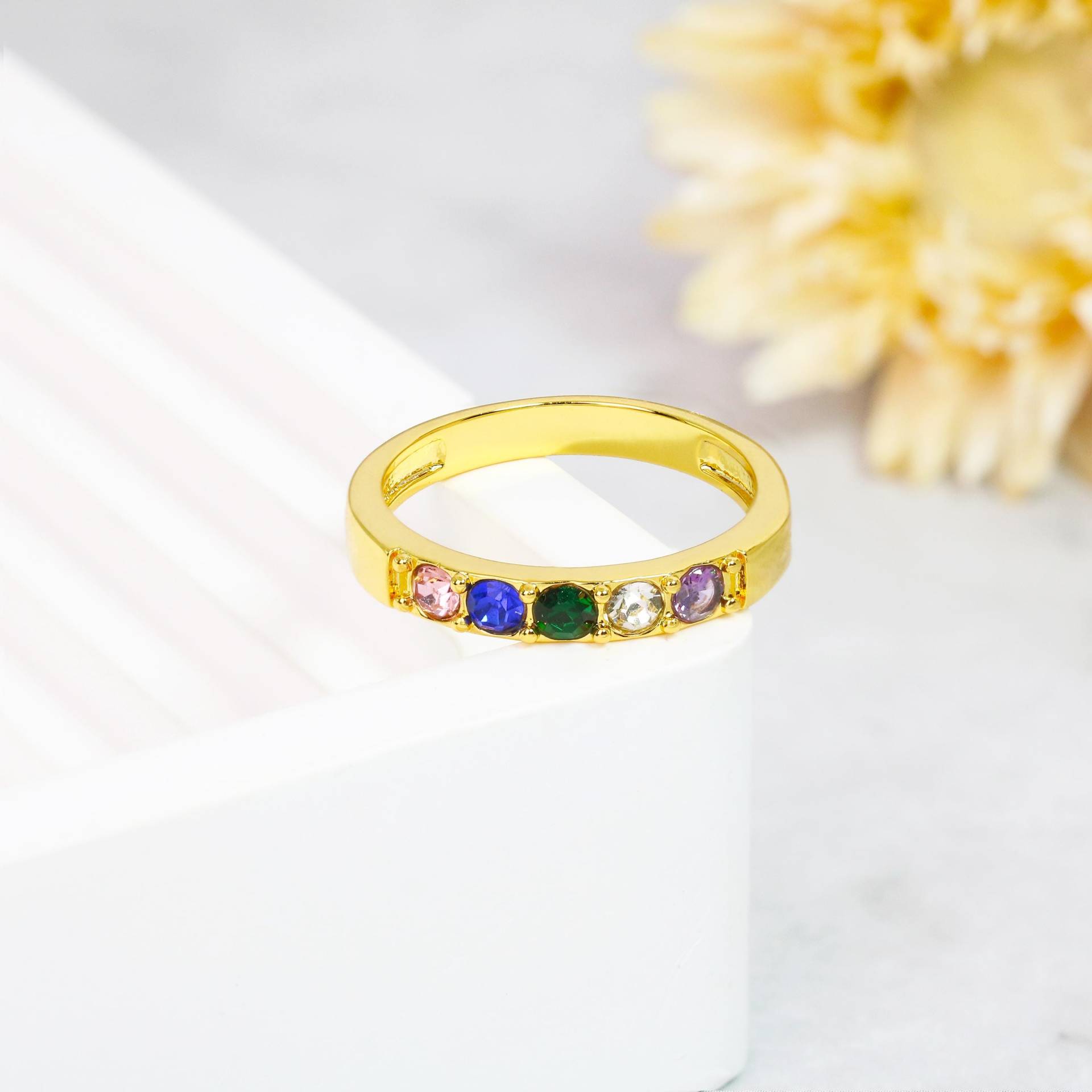 Custom Family Birthstone Ring, Dainty Ring, Personalized Multi Rings, Stacking Ring, Gift For Mom Grandmom, Mothers Jewelry von EzGiftables