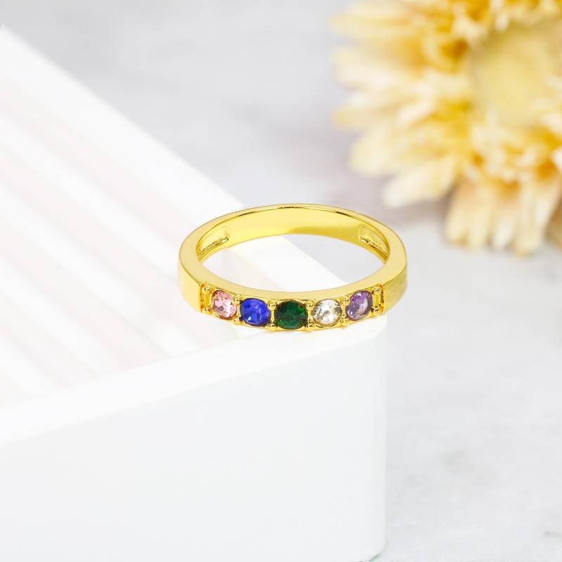 Custom Family Birthstone Ring, Dainty Ring, Personalized Multi Rings, Stacking Ring, Gift For Mom Grandmom, Mothers Jewelry von EzGiftables