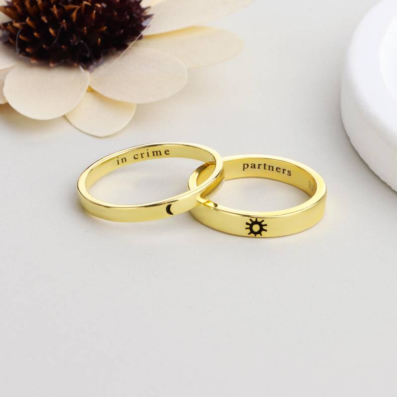 Moon Sun Couple Rings, Engraved Ring, Personalized Ring, Celestial Ring, 925 Silver Promise Ring, Engagement Band, Anniversary Gift von EzGiftables