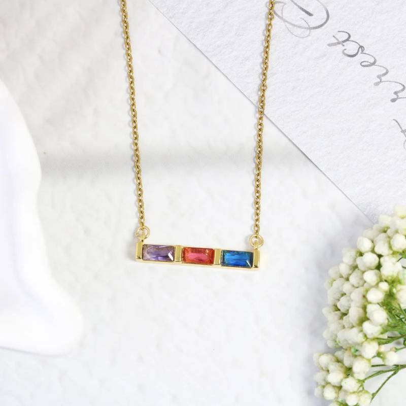 Personalized Family Birthstone Necklace, Custom Baguette Necklace, Multiple Necklace, Gift For Mom Grandma, Mama Necklace von EzGiftables
