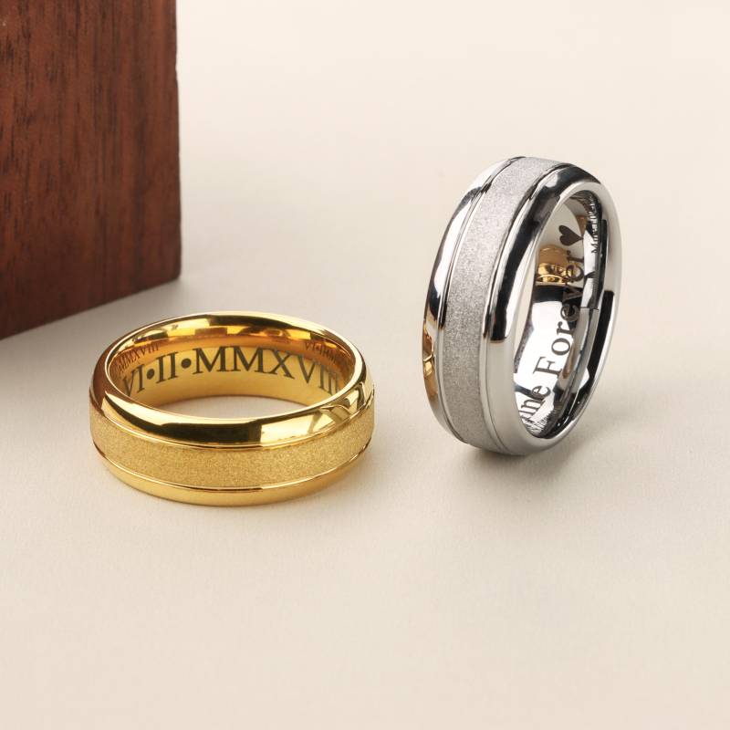 Personalized Sandblasted Tungsten Steel Ring, Custom 8mm Frosted Band von EzGiftables