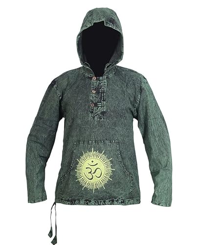 Ezhippie Herren Kapuzenpullover aus Baumwolle Gothic Hippie, grün, L von Ezhippie