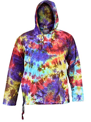 Ezhippie Herren Tie Dye Kapuzenpullover Hemd [L] von Ezhippie