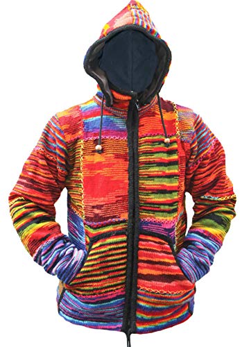 Ezhippie Tyedye Mehrfarbigem Patch Fleece-Winterjacke Für Herren, L von Ezhippie
