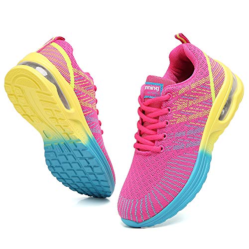 Ezkrwxn Damen Wanderschuhe Tennis Running Sneaker, Rose Red 1, 37 EU von Ezkrwxn