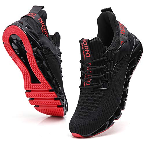 Ezkrwxn Herren-Laufschuhe, rutschfest, athletisch, Tennis, Walking, modische Sneaker, Schwarz/Rot, 42.5 EU von Ezkrwxn