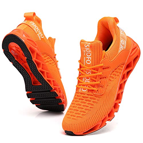 Ezkrwxn Herren Laufschuhe rutschfeste athletische Tennis Walking Fashion Sneakers, Orange/Abendrot im Zickzackmuster (Sunset Chevron), 41.5 EU von Ezkrwxn