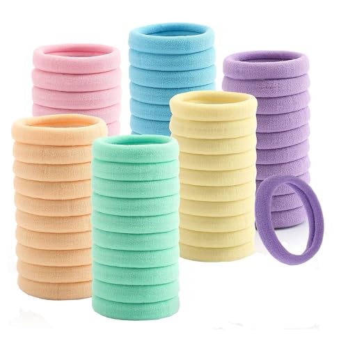 100pcs Damen Haargummi bunt 4cm Haargummis für Frauen Mädchen Dickes Haar Elastische Zopfgummi Ezppuu116 (color) von Ezppuu