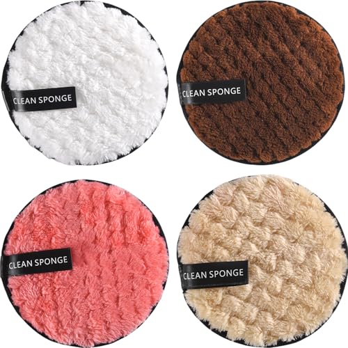 4 Stück Make-up-Entferner-Pads, Gesichts-Halo-Make-up-Entferner-Pads, waschbare Mikrofaser-Baumwolle, Augen-Make-up-Entferner-Pads, wiederverwendbar, groß, doppelseitig, für Augen, geeignet für alle von Ezranova