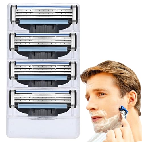 4-teiliges Rasiermesser für Herren, Rasierklingen, Herrenrasierer für Ersatzköpfe, Rasierer-Nachfüll-Geschenkset, Sicherheits-Skinguard-Rasierer-Nachfüllset, 3-lagige Rasierklingen für den täglichen von Ezranova