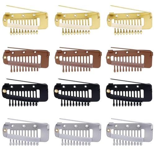 8 PCS Perücke Clip mit Sicherheitsnadeln, Haarverlängerung Snap Clips in unsichtbaren starken Perücke Kämme zu sichern Perücke nicht nähen Chunni Grip Dupatta Einstellung Clips für Mädchen Frauen von Ezranova