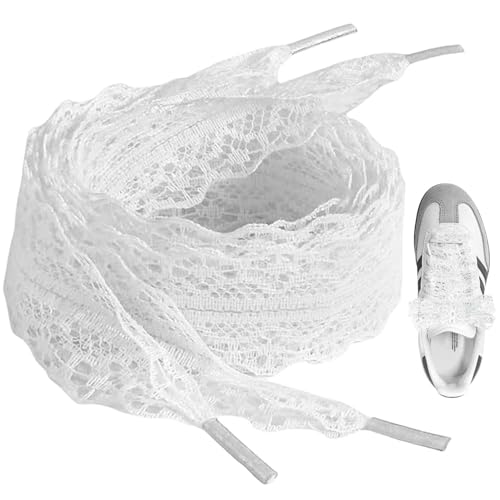 Ezranova 1Paar Damen flache hohle Blume Spitze Schnürsenkel Spitze Ballett Stil Spitze elastische Spitze Schnürsenkel für niedliche Mädchen (Weiß) von Ezranova