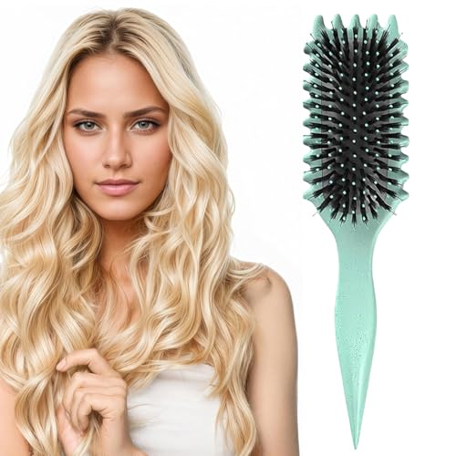 Lockendefinierende Bürste, Definieren Sie Stylingbürste mit Zinken, Bounce Brush Curly Hair Curl Definieren Styling für Frauen und Männer, weniger Ziehen, reduzieren Ziehen und Trennung (Jadegrün) von Ezranova