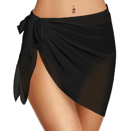 Sarongs für Damen Strandbekleidung Chiffon Wrap Sarong Wrap Sarong Rock Beach Cover Rock mit Fringes (schwarz) von Ezranova
