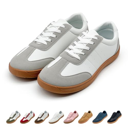 Ezrnoxc Damen Barfußschuhe Casual Breite Zehenbox Soft Zero Drop Minimalistische rutschfeste Bequeme Weite Walking Sneakers, Zm-Grau, 38.5 EU Weit von Ezrnoxc