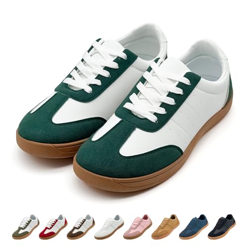 Ezrnoxc Damen Barfußschuhe Casual Breite Zehenbox Soft Zero Drop Minimalistische rutschfeste Bequeme Weite Walking Sneakers, Zm-Grün, 43 EU Weit von Ezrnoxc