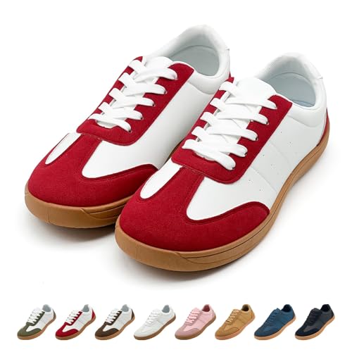 Ezrnoxc Damen Barfußschuhe Casual Breite Zehenbox Soft Zero Drop Minimalistische rutschfeste Bequeme Weite Walking Sneakers, Zm-red, 40 EU Weit von Ezrnoxc