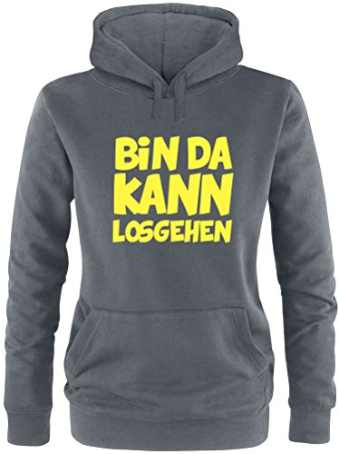 EZYshirt® Bin da kann losgehen Damen Hoodie | Damen Kapuzenpullover | Damen Pullover von Ezyshirt