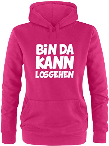 EZYshirt® Bin da kann losgehen Damen Hoodie | Damen Kapuzenpullover | Damen Pullover von Ezyshirt
