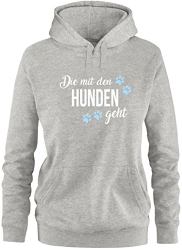 EZYshirt® Die mit den Hunden geht Damen Hoodie | Damen Kapuzenpullover | Damen Pullover von Ezyshirt