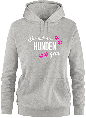 EZYshirt® Die mit den Hunden geht Damen Hoodie | Damen Kapuzenpullover | Damen Pullover von Ezyshirt
