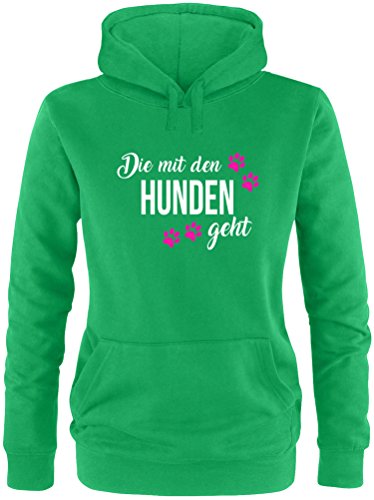 EZYshirt® Die mit den Hunden geht Damen Hoodie | Damen Kapuzenpullover | Damen Pullover von Ezyshirt