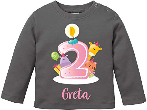 EZYshirt® Geburtstag Baby | 2. Geburtstag niedliche Tiere feiern die erste Geburtstags Party Body | T-Shirt | Pullover aus Reiner 100% Bio Baumwolle von Ezyshirt