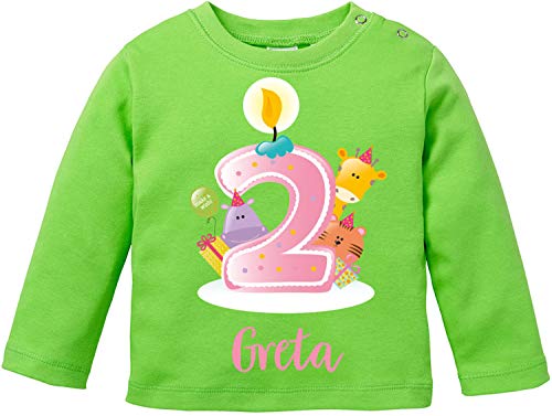 EZYshirt® Geburtstag Baby | 2. Geburtstag niedliche Tiere feiern die erste Geburtstags Party Body | T-Shirt | Pullover aus Reiner 100% Bio Baumwolle von Ezyshirt