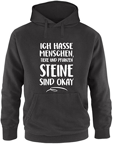 EZYshirt® Ich Hasse Menschen Tiere und Pflanzen Steine sind Ok Herren Hoodie | Herren Kapuzenpullover | Herren Pullover von Ezyshirt