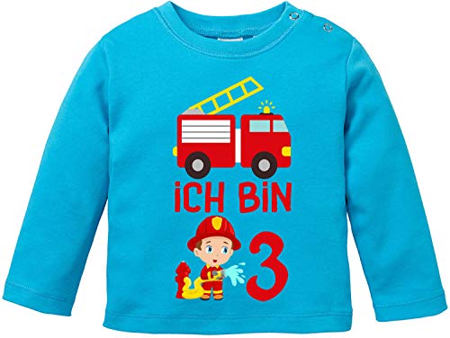 EZYshirt® Kinder Feuerwehrauto 3. Geburtstag Jungen T-Shirt Baby Langarm Bio Baumwolle von Ezyshirt