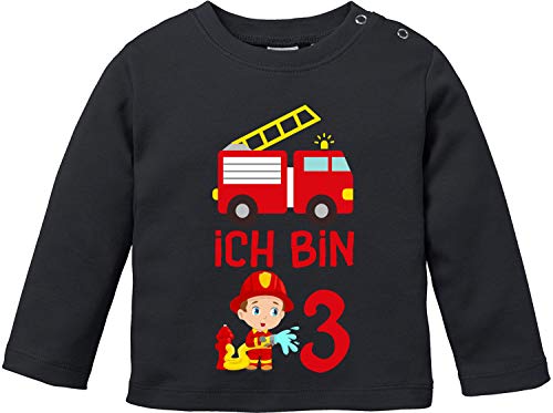 EZYshirt® Kinder Feuerwehrauto 3. Geburtstag Jungen T-Shirt Baby Langarm Bio Baumwolle von Ezyshirt