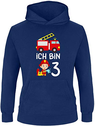 EZYshirt® Kinder Feuerwehrauto Ich Bin 3. Geburtstag Pullover Kinder | Jungen Kapuzenpullover | Hoodie von Ezyshirt