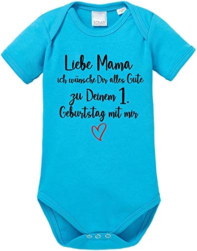 EZYshirt® Liebe Mama ich wünsche dir Alles Gute zum 1. Geburtstag mit Mir Body Baby Kurzarm Bio Baumwolle von Ezyshirt