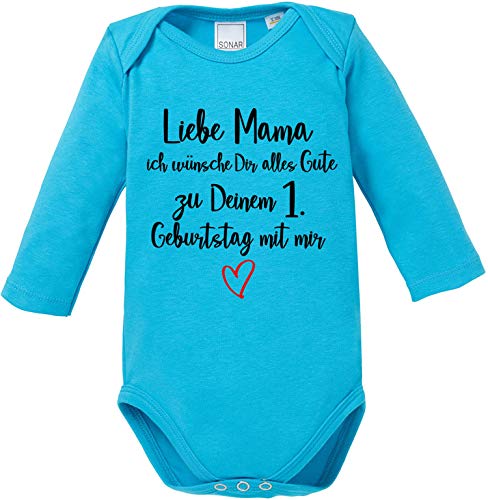 EZYshirt® Liebe Mama ich wünsche dir Alles Gute zum 1. Geburtstag mit Mir Body Baby Langarm Bio Baumwolle von Ezyshirt