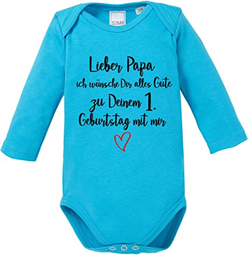 EZYshirt® Lieber Papa ich wünsche dir Alles Gute zum 1. Geburtstag mit Mir Body Baby Langarm Bio Baumwolle von Ezyshirt