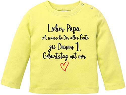 EZYshirt® Lieber Papa ich wünsche dir Alles Gute zum 1. Geburtstag mit Mir T-Shirt Langarm Baby Bio Baumwolle von Ezyshirt