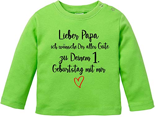 EZYshirt® Lieber Papa ich wünsche dir Alles Gute zum 1. Geburtstag mit Mir T-Shirt Langarm Baby Bio Baumwolle von Ezyshirt