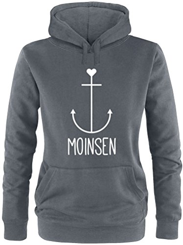 EZYshirt® Moinsen | Hamburg | Moin Moin | Anker Damen Hoodie | Damen Kapuzenpullover | Damen Pullover von Ezyshirt