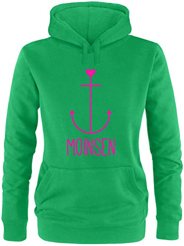 EZYshirt® Moinsen | Hamburg | Moin Moin | Anker Damen Hoodie | Damen Kapuzenpullover | Damen Pullover von Ezyshirt