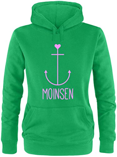 EZYshirt® Moinsen | Hamburg | Moin Moin | Anker Damen Hoodie | Damen Kapuzenpullover | Damen Pullover von Ezyshirt