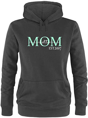 EZYshirt® Mom Pullover mit Kindernamen | personalisierbar auch als Geschenk Pullover Damen | Frauen Kapuzenpullover | Hoodie von Ezyshirt