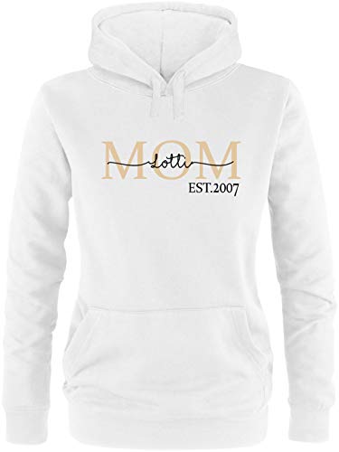 EZYshirt® Mom Pullover mit Kindernamen | personalisierbar auch als Geschenk Pullover Damen | Frauen Kapuzenpullover | Hoodie von Ezyshirt